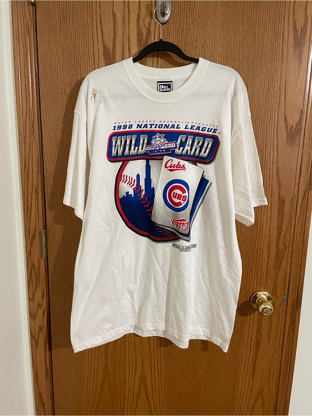 Pro Player White Tee with Red & Blue Logo